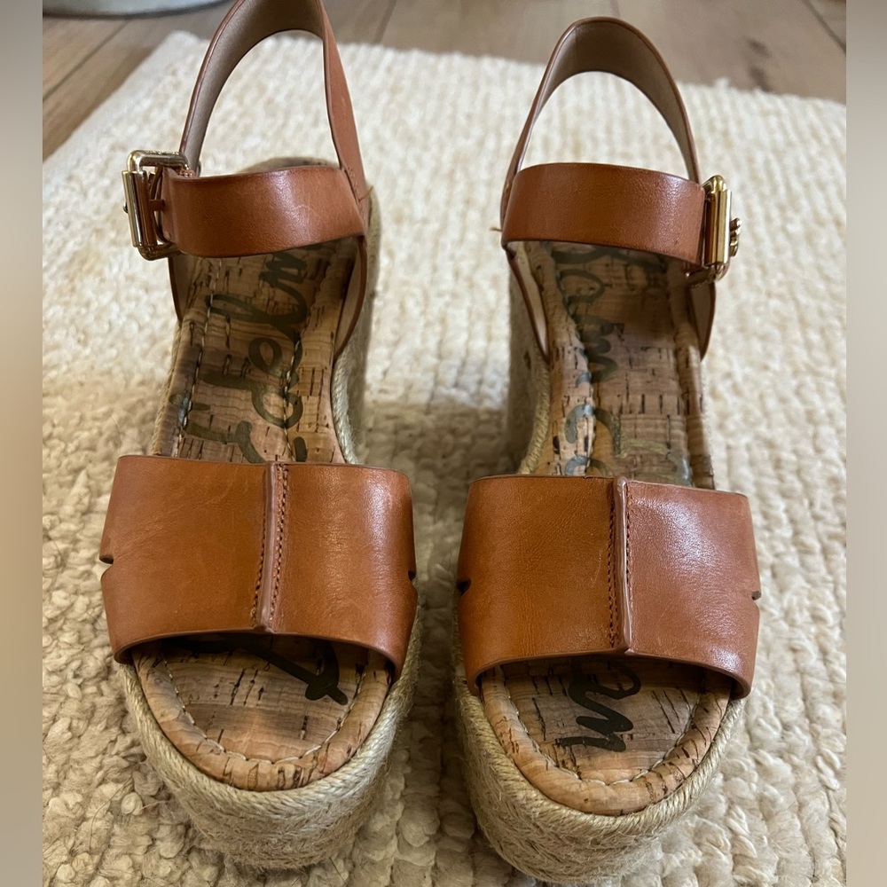 Sam Edelman Maura Leather Cognac Espadrilles- 6.5 - Picture 3 of 8